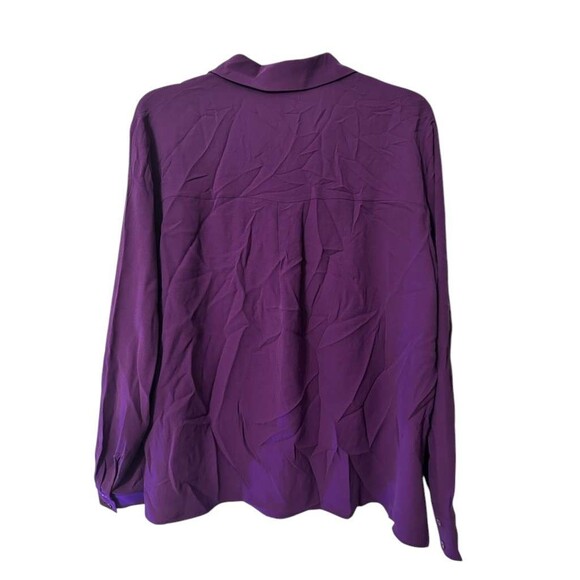 Eileen Fisher Silk Button Down Blouse Size Medium Purple Pomegranate Long Sleeve - Picture 4 of 5